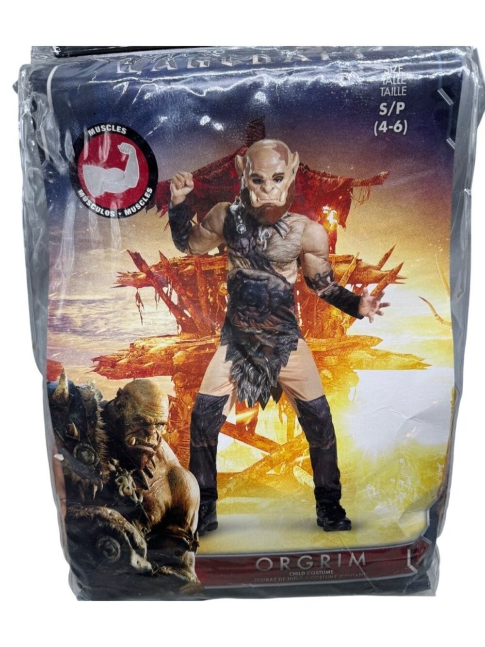 disguise Halloween orgrim warcraft child costume s/p 4-6 theater brown READ NEW